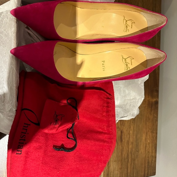 Christian Louboutin Kate 100mm in fuchsia suede size 38.5 - Picture 4 of 4